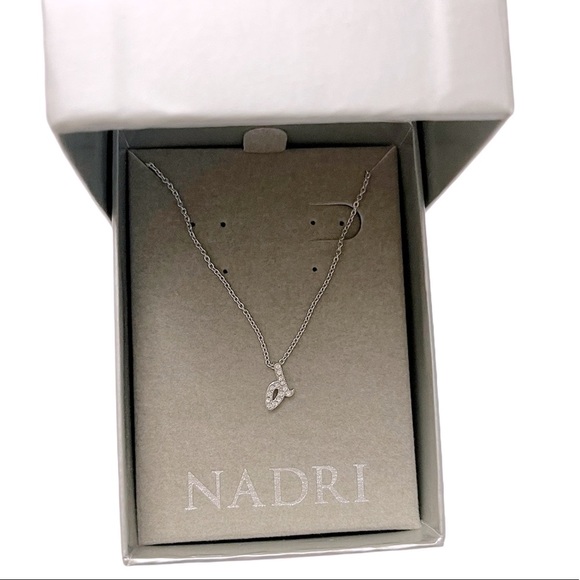Nadri Script Initial Letter D Personalized Pendant CZ Necklace New In Box - Picture 2 of 3